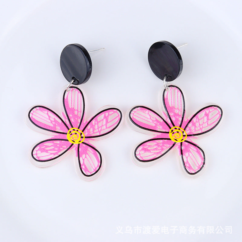 Wholesale Valentine's Day Sunflower Acrylic Earrings